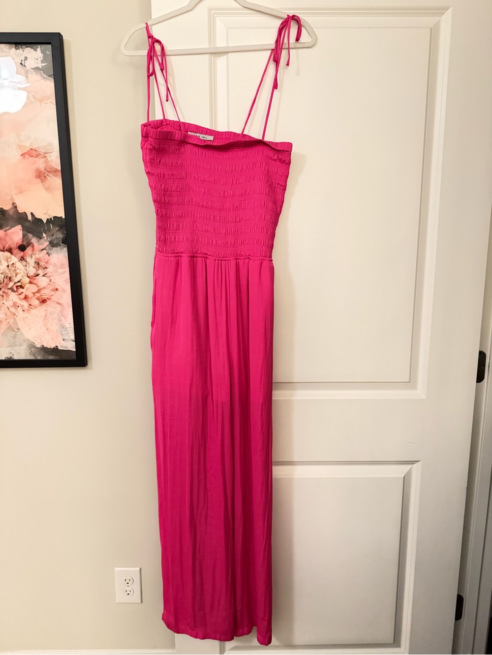 Naked Zebra Hot Pink Smocked Jumpsuit, Size Small